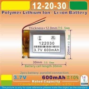 Imagem de Bateria  3,7v   600mah 12mm X 20mm X 30mm   122030 - bgb