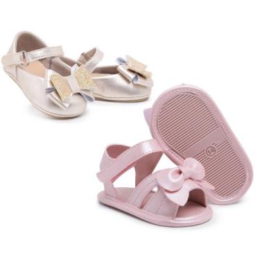 Imagem de Kit Tênis Feminino + Sapatinho Bebê Infantil Menina Kids - Skalvin, Sa