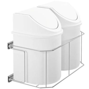 Imagem de Lixeira Aramada Dupla 12L Deslizante Elevatta com Baldes e Corrediças 