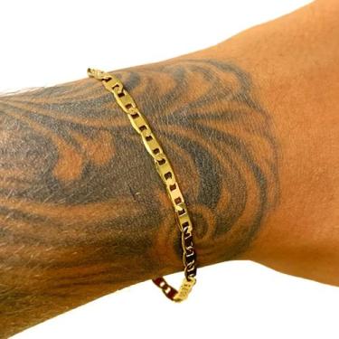 Imagem de Pulseira Masculina Bracelete Piastrine 3mm Banhada Ouro - Azmar SemiJo