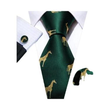Imagem de Conjunto de Gravata e Abutões Masculinos - Verde Menta, Cerceta, Oliva