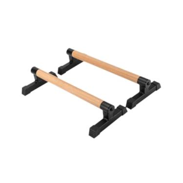 Imagem de Aosekaa 2x barra push up de madeira, alça push up de piso, estrutura robusta, suporte push up estável para treino de força superior do corpo, Preto, 50cm