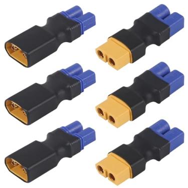 Imagem de Conjunto de 3 plugues XT60 para EC3 macho fêmea sem fio conector adaptador de carregador de bateria RC compatível com conector EC3 para controle de adaptador de bateria RC Lipo ESC e peças de