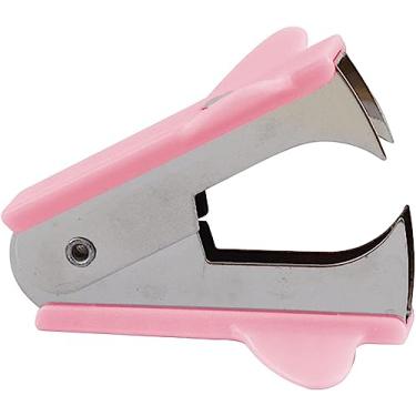 Imagem de 1 ferramenta de remoção de grampeador rosa, extrator de remoção de grampeador, ferramenta de remoção resistente ao desgaste com alça antiderrapante, suprimentos para extrator de grampos para