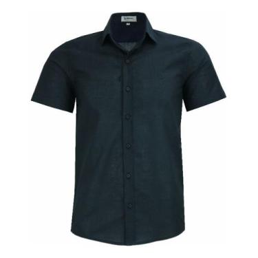 Imagem de Camisa Social Amil Masculina Manga Curta Comfort 1845, Preto, 3