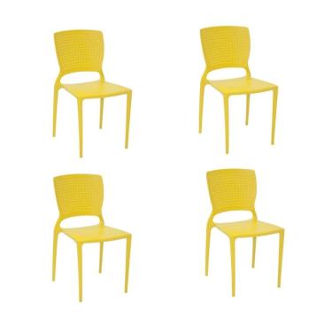 Imagem de Kit 4 Cadeiras Safira Amarela Tramontina 92048/000