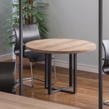Imagem de Mesa De Reunião Redonda 110Cm Pe40 Pandin Móveis Walnut/Preto