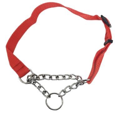 Imagem de Coleira Guia Cachorros Caes Corrente Semi Enforcadora Ajustavel Elo Torcido