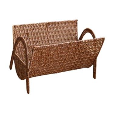 Imagem de WeiLaiKeQi Porta-revistas de imitação de vime, tecido à mão, decoração para casa, banheiro, organizador de livros para dormitório, itens essenciais, álbum