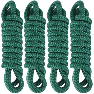 Imagem de Fender Lines 1,8 m x 3/20.3 cm Linhas de para-lama de barco trançadas duplas, pacote com 4, corda de para-choque de barco/corda de para-choque de barco 9 cores para ancoragem com ilhós de 12 cm Linhas
