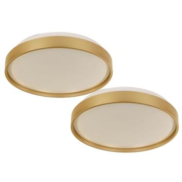 Imagem de KIT 2 Painel LED Sobrepor Redondo 30W Chass Dourado 38cm Bivolt – 3 Cores Ajustáveis 3000K/4000K/6000K, Acrílico e Alumínio, Luxo e Sofisticação p/Teto ou Parede