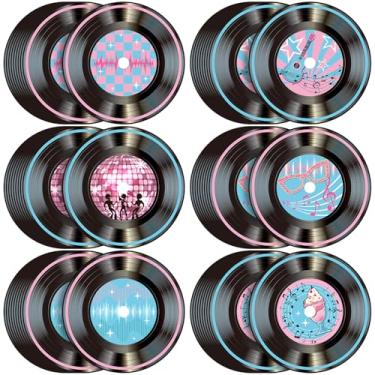 Imagem de FillTouch 60 peças de jogo americano de vinil rock and roll dos anos 1950 vintage musical vintage jogo americano descartável de papel americano 50 para decoração de jantar (estilo elegante)