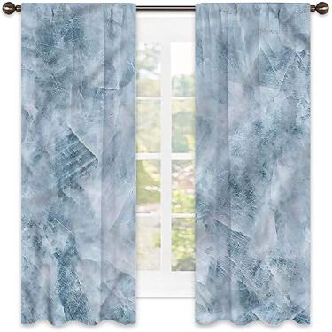 Imagem de Cortinas blecaute de mármore para quarto - Cortinas escurecidas com isolamento térmico para sala de estar, L 132 x C 137 cm