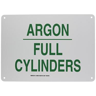 Imagem de Brady 125586 Placa química e de perigo, legenda "cilindros completos de argônio", 25,4 cm de altura, 35,5 cm de largura, verde sobre branco