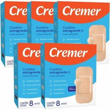 Imagem de Curativo Extra Grande 10cm x 4,8cm Cremer Kit com 5 Caixas com 8 Unida