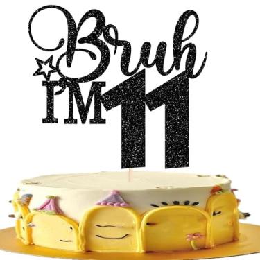 Imagem de 1 Pack Bruh I'm 10 Cake Topper Glitter Star Burh It's My 10th Birthday Cake Pick Happy 10th Birthday Cheers to 10 Years Cupcake Decorations Party Supplies Black