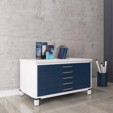 Imagem de Mapoteca Mont 5 Gavetas 71,3cm X 120,4cm Aço Branco/Azul Delrei
