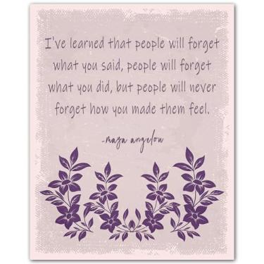 Imagem de ZUKIY Pôster com citação Feeling - Arte de parede inspiradora para mulheres - Pôster de citação motivacional 20 x 25 impressão sem moldura - Boho moderno para quarto, escritório, sala de aula