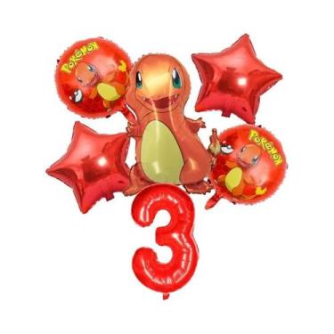 Imagem de Conjunto De Balões De Aniversário Pokémon Pikachu Squirtle Charmander 