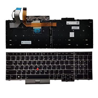 Imagem de Teclado retroiluminado US Layout de substituição para Thinkpad E580 L580 T590 E590 L590, P52 P72 P53 P73 Moldura prata