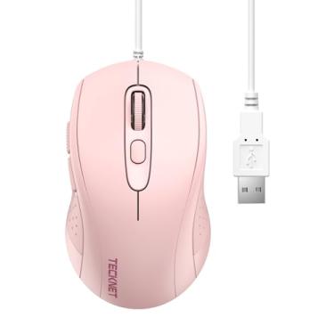 Imagem de TECKNET Mouse com fio USB, mouse de computador com fio 3600DPI com 4 níveis ajustáveis, cabo ergonômico de 6 botões de 1,8 m, mouse ergonômico para casa e escritório para laptop, PC, desktop, notebook