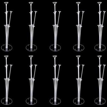 Imagem de Suporte para Balão com 7 Hastes de 70cm – Kit com 10 Unidades | Base Plástica Reforçada para Decoração de Festas, Aniversários e Eventos (10)
