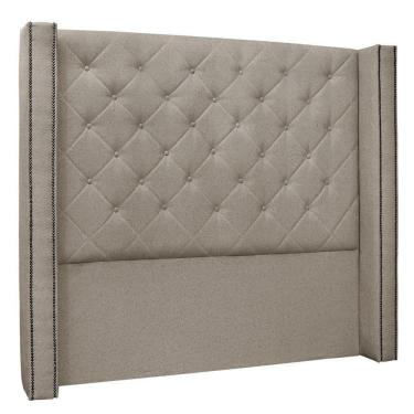 Imagem de Cabeceira Estofada Box Casal 140cm Linho Rústico Areia