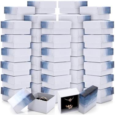 Imagem de Nosiny 120 caixas de anel pequenas, 5 x 5 x 3 cm, caixas de presente de papelão kraft com tampas para brincos, embalagem quadrada, ocasiões versáteis, aniversário (azul gradiente)