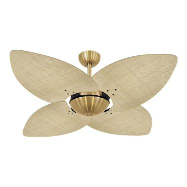 Imagem de Ventilador de Teto Dormamu Dourado Office 4 Pás Palmae Natural 127V com Controle
