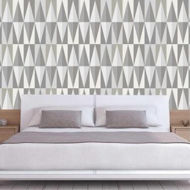 Imagem de Papel De Parede Triângulos Cinza Geométricos Adesivo Sala - LRP