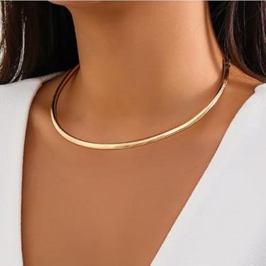 Imagem de Colar feminino elegante minimalista – Corrente boêmia banhada a ouro KC para todos os dias, festas e eventos formais – Pingente semicircular texturizado versátil, Small, Latão, Sem Pedra Preciosa