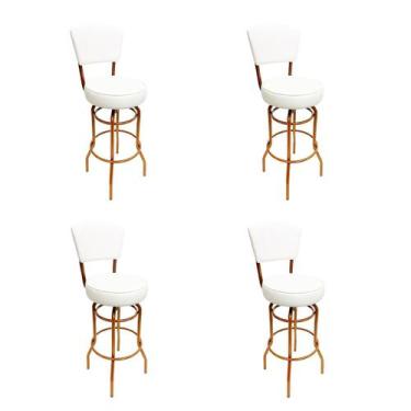 Imagem de Kit 4 Banquetas Bar Cobre Bancada Média Altura 65cm Giratória Encosto 
