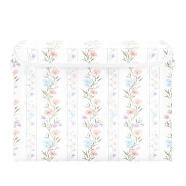 Imagem de Burbuja Caixa de armazenamento de flores com tampa e alças, caixa de armazenamento grande dobrável para prateleiras armário quarto escritório organizador