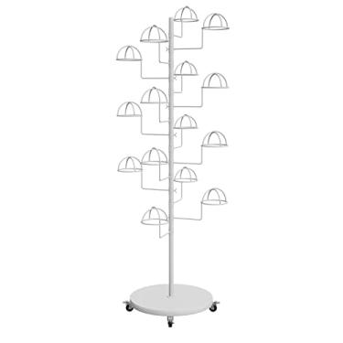 Imagem de Rack de armazenamento móvel independente para garagem – suporte de exibição de chapéu multicamadas com rodas, organizador de quadro de ferramentas, prateleira de árvore de chapéu comercial