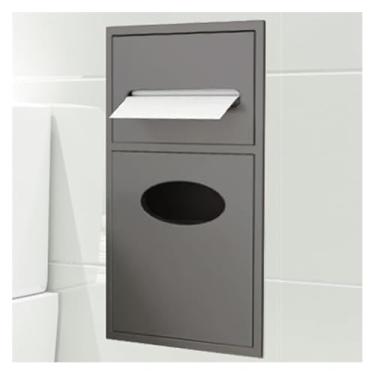 Imagem de Nicho de chuveiro de aço inoxidável e alcova de banheiro - Suporte de papel higiênico embutido e rack de armazenamento de lata de lixo para artigos de higiene - Design cinza elegante para cozinha