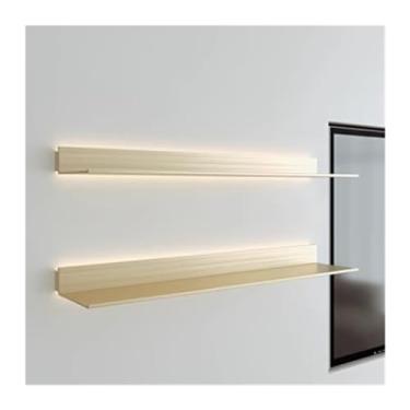 Imagem de Prateleiras emissoras de luz, prateleira de liga de alumínio montada na parede LED divisória em forma de L estante emissora de luz divisória de parede de sala de estar simples (preto, 150 x 23 x 7,5