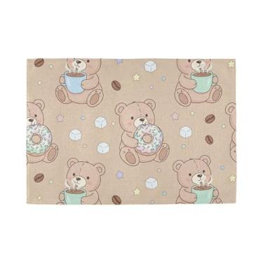 Imagem de Burbuja Jogo americano Bear Coffee, conjunto de 6, tapetes de mesa laváveis antiderrapantes, resistentes ao calor, para cozinha, mesa de jantar, ambientes internos e externos
