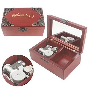 Imagem de ROSIKING Caixa de música de madeira com mecanismo de espelho esculpido joias caixas musicais Natal aniversário presentes de dia dos namorados toca Anastasia - Once Upon a December