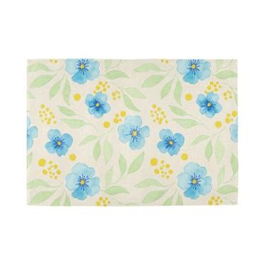 Imagem de Burbuja Conjunto de 6 jogos americanos de flores, tapetes de mesa laváveis antiderrapantes, resistentes ao calor, para cozinha, mesa de jantar, ambientes internos e externos