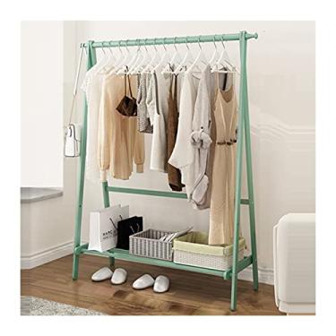 Imagem de Rack de roupas de madeira trilhos de roupas rack de roupas guarda-roupa aberto armário madeira casacos suportes pendurados cabides resistentes com armazenamento organizador prateleiras quartos entrada