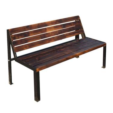 Imagem de Banco de jardim para pátio ao ar livre bancos de metal de ferro fundido com moldura de metal banco de parque, cadeira de aço de ferro fundido de 362 kg, para entrada de trabalho de varanda de gramado