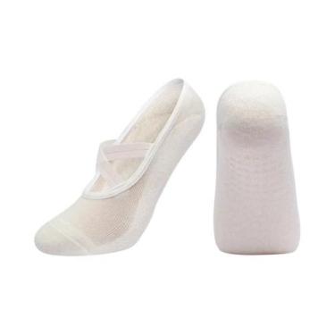 Imagem de Meias De Algodão Antiderrapantes Para Yoga, Pilates E Dança, Com Banda