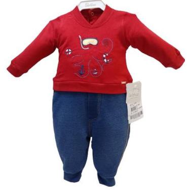 Imagem de Macacão Luxo Bebê Menino Bordado Le Bhua / Paraiso Rf 13649, Vermelho,