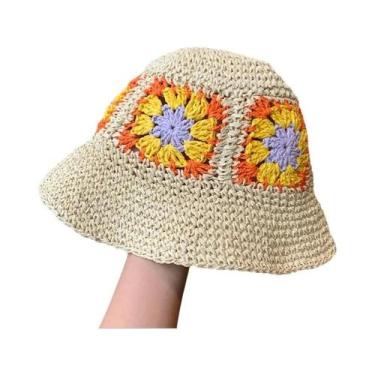 Imagem de Chapéu de Sol de Palha de Ráfia Dobrável - Colorido e Ideal para Praia