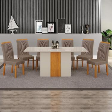 Imagem de Sala de Jantar Dhora Arbo Design 6 Lugares Tampo de Vidro com Cadeiras Estofadas 160x80...