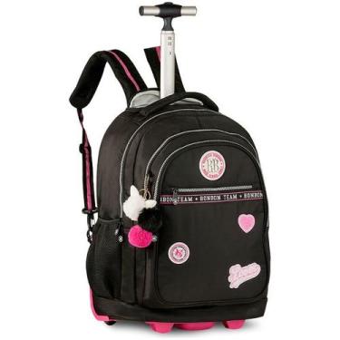 Imagem de Mochila de Carrinho Mala Bolsa Rebecca Bonbon Preto Rosa Azul Fashion 