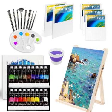 Imagem de Conjunto de tintas Kit de pintura LEYEMO com 18 tintas acrílicas e pin