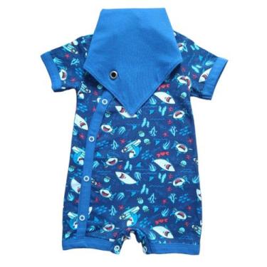 Imagem de Macacão Bebê Infantil Menino com Botões Acessório Bandana Babador - Pa