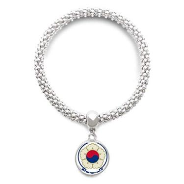 Imagem de DIYthinker Pulseira de prata com emblema nacional da Coreia