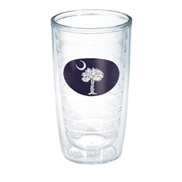 Imagem de Tervis Copo térmico com bandeira da Carolina do Sul feito nos EUA com parede dupla mantém as bebidas frias e quentes, 473 ml - sem tampa, azul marinho e branco